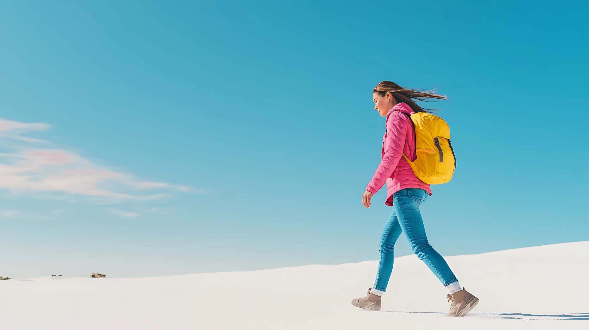 Deine Vorteile auf einen Blick - Frau beim wandern
